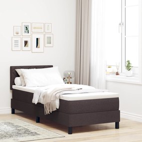 Cama Box Spring com Colchão Marrom Escuro 80x200 cm Tecido