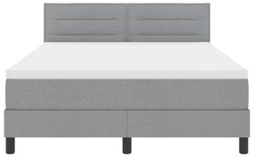 Cama Box com Colchão e Luz LED Cinza Claro 160x200 cm Tecido