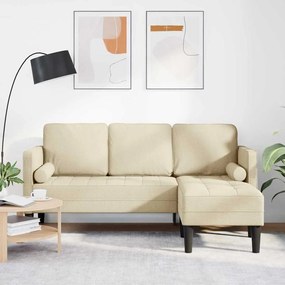 Sofá L de 3 Lugares vidaXL Creme 160 cm em Tecido