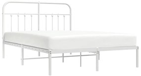 Estrutura de cama com cabeceira 135x190 cm metal branco