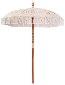 vidaXL Guarda-sol Outros Creme x 250 cm Algodão e madeira sólida