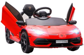 HOMCOM Carro Elétrico Lamborghini para Crianças 12V Velocidade 5km/h Controlo Remoto MP3 e Luzes 107,5x63x42 cm Vermelho