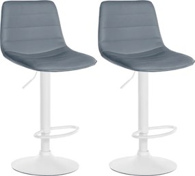 Conjunto de 2 bancos de bar Lex em couro sintético cinzento claro