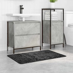 Tapete de Banho Retangular Cinza Escuro 60x90 cm Polipropileno Antider