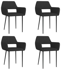 vidaXL Cadeiras de jantar 4 pcs tecido preto