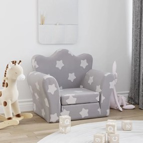 Sofá infantil de c/ estrelas pelúcia cinzento-claro