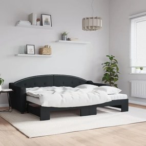 Sofá-cama com gavetão e colchões 80x200 cm tecido preto