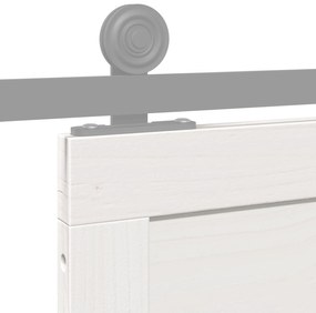 Porta de Celeiro Branca 90x208 cm Madeira Sólida de Pinho