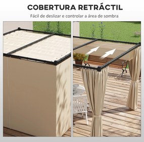Pérgola de Jardim 3x3 m Pérgola para Exterior com Teto e Paredes Later