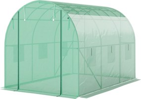 Estufa Túnel de Jardim, 300 x 200 x 195 cm, Cobertura Espessa de 170 g/m², Verde