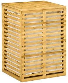 HOMCOM Cesto de Roupa em Bambu com Saco em Tecido Amovível e Tampa 44x37x62,5 cm | Aosom Portugal