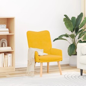 Poltrona Relaxante vidaXL Amarelo Claro em Tecido de Veludo