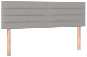 Cabeceira de cama c/ luzes LED tecido 144x5x78/88cm cinza-claro