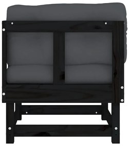Sofás de canto com almofadões 2 pcs pinho maciço preto