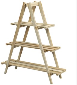 Outsunny Suporte para Vasos de Plantas Dobrável em Madeira com 3 Níveis em A – Jardim ou Pátio 100x36x112 cm | Aosom Portugal