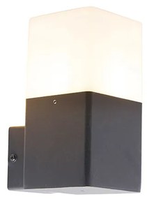 Candeeiro de parede exterior preto com difusor branco opalino IP44 - Denmark Moderno