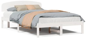 Estrado de Cama com Cabeceira Branco 140x190 cm Madeira Pinho