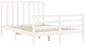 Cama sem colchão 120x200 cm madeira de pinho maciça branco
