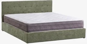 Cama Com Baú Articulado Estofada Abiel 180 X 200 Cm & Chenille Verde Sálvia & 180 X 200 Cm - Ivanor - Sklum