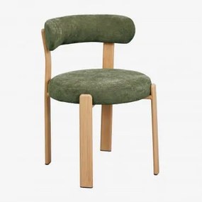 Cadeira De Jantar Jolie Em Tecido Chenille Madeira Natural & Tecido Chenille Verde Sálvia - Sklum