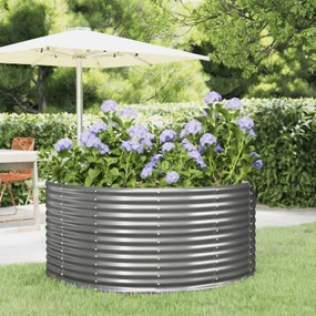vidaXL Canteiro elevado jardim 140x140x68 aço revestido a pó cinzento