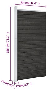 Painel de cerca 95x186 cm WPC cinzento