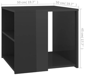 Mesa de apoio 50x50x45 cm derivados de madeira cinza brilhante