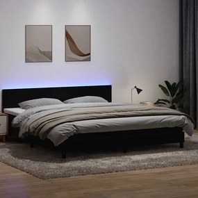 vidaXL Cama box spring c/ colchão e LED 180x220 cm veludo preto