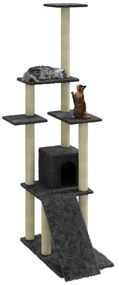 Árvore p/ gatos c/ postes arranhadores sisal 155cm cinza-escuro