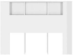 Armário de cabeceira 140x18,5x104,5 cm branco brilhante