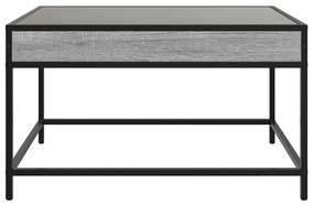 Mesa de centro luzes LED Infinity 70x50x41 cm cinzento sonoma