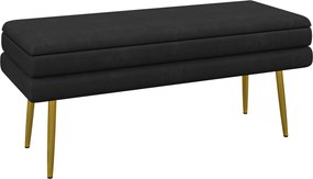 HOMCOM Baú de Arrumação para Quarto 39 L em Veludo com Pés de Aço 100x37,5x42 cm Preto | Aosom Portugal