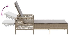 Espreguiçadeira Bege e cinza claro Rattan PE 157 x 55 x 92 cm