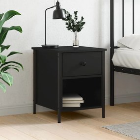 vidaXL Mesa de cabeceira 40x42x50 cm derivados de madeira preto