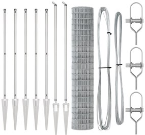 Cerca Euro com 7 Postes Pontudos 1.5x10 m de Aço Galvanizado