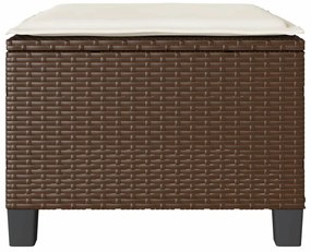 3 pcs conjunto bistrô com almofadões vime PE castanho