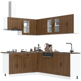 vidaXL 11 peças armário de cozinha conjunto Lucca carvalho castanho