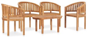 5 pcs conj. lounge de jardim formato banana teca maciça