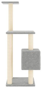 Árvore p/ gatos c/ postes arranhadores sisal 104 cm cinza-claro