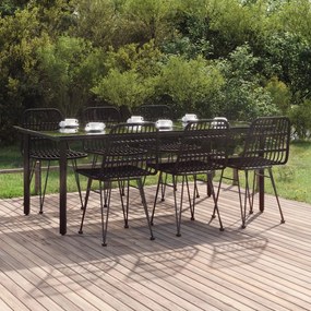 vidaXL 7 pcs conjunto de jantar para jardim vime PE preto