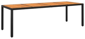 Mesa de jardim 250x100x75 cm madeira de acácia e vime PE preto