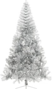 Meia árvore de Natal artificial com suporte 240 cm PET prateado
