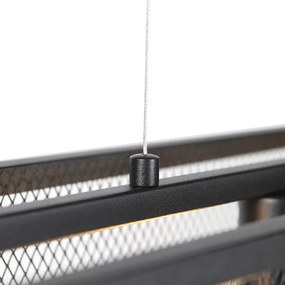 Candeeiro suspenso industrial preto com malha 4 luzes - Gaiola Industrial