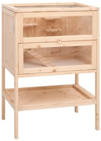 vidaXL Gaiola para hamster 55x40x80 cm madeira de abeto maciça