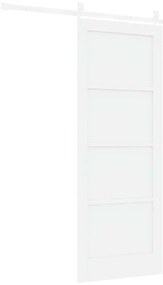 Porta Deslizante com Kit de Componentes Branca 78x202 cm Madeira Sólid