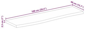 Tampo de mesa borda viva 100x40x2,5 cm mangueira áspera maciça