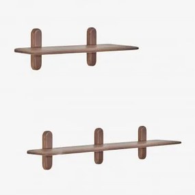 Conjunto De 2 Prateleiras De Parede Em Madeira Veleta Castanho-acácia Escuro - Sklum