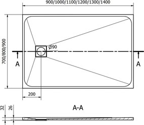 Mexen Bert base de duche retangular SMC 100 x 70 cm, branco - 4K107010