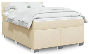 vidaXL Cama com molas/colchão 140x200 cm tecido cor creme