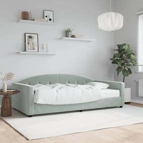 3197284 vidaXL Sofá-cama com colchão 100x200 cm veludo cinzento-claro